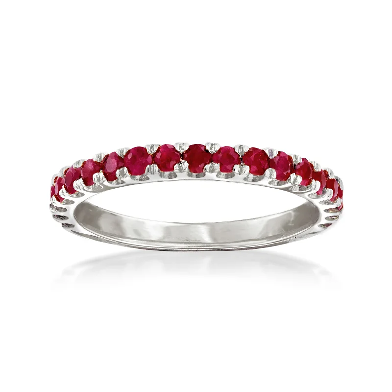 two-tone engagement rings -Ross-Simons Ruby Ring in Sterling Silver