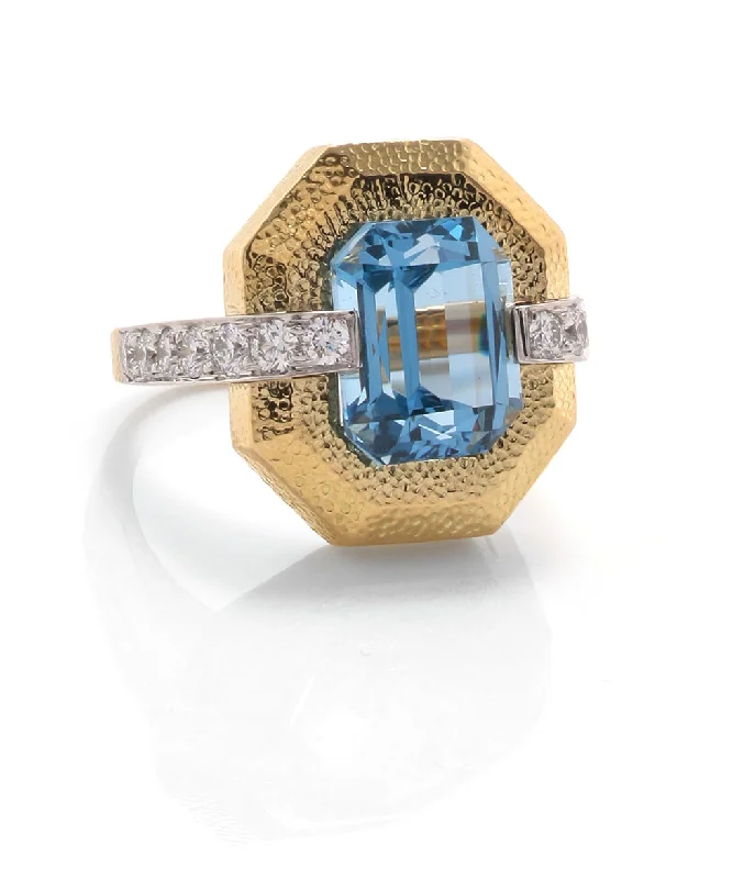 women vintage diamond rings -Avenue Ring, Aquamarine