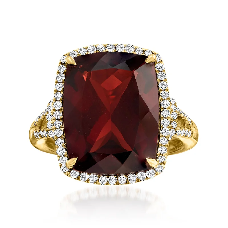 men custom engagement rings -Ross-Simons Garnet and . Diamond Ring in 14kt Yellow Gold