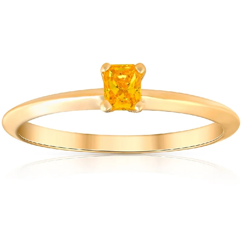 classic engagement rings -Certified 1/4Ct Cushion Cut Diamond 14k Yellow Gold Engagement Ring Lab Grown