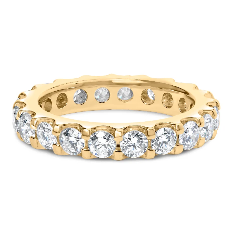 budget-friendly engagement rings -14K Yellow Gold Shared Prong Set Round Diamond Eternity Band Ring