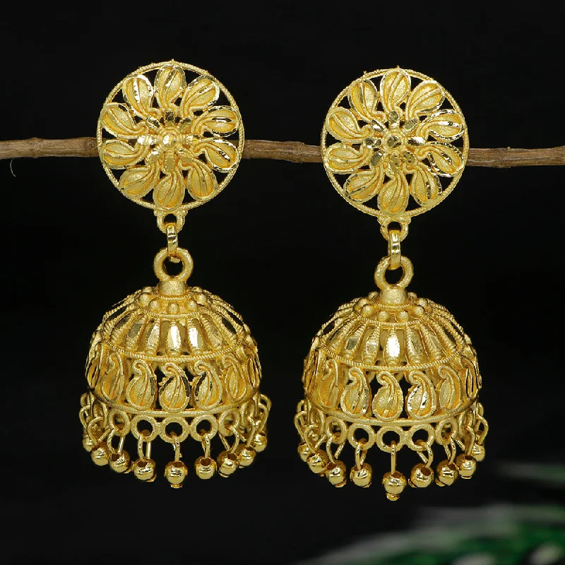 women silver dangle hoop earrings -Mahavir  Gold Plated Jhumki Earrings